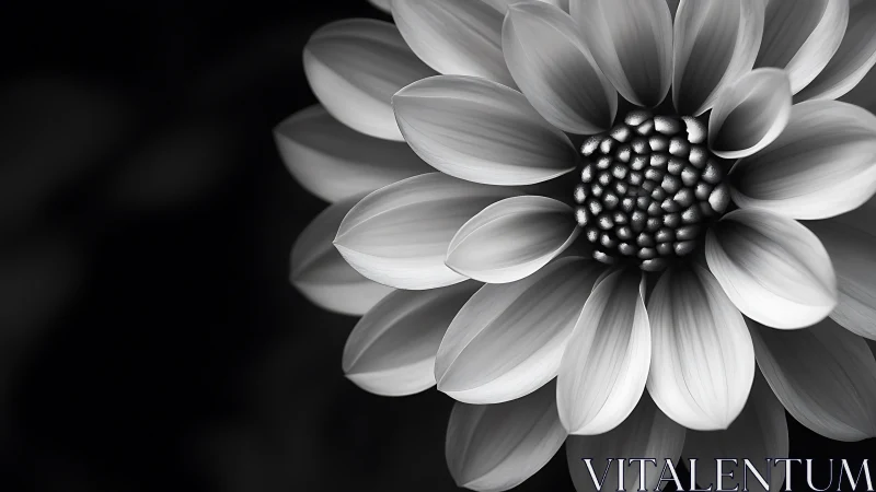 Monochromatic Dahlia Flower with Spherical Center Detail