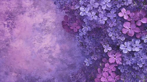 Purple Lilac Florals Against Textured Lavender Ground.