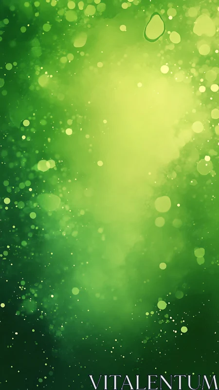 Green particulate bokeh diffusion with layered luminance field.