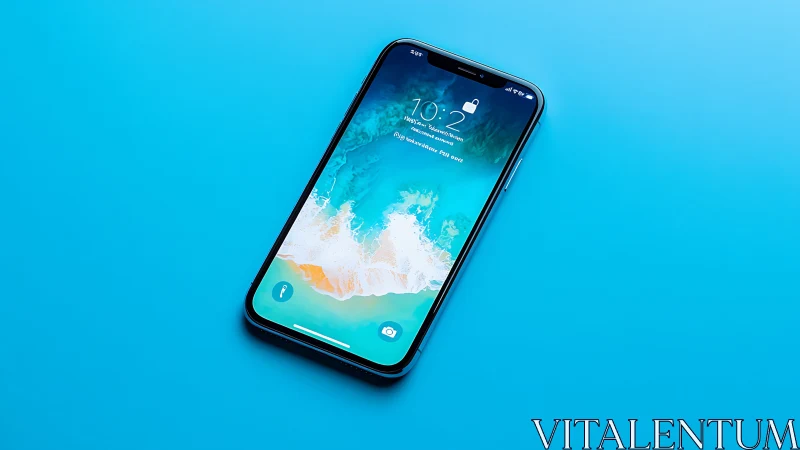 iPhone with Coastal Waves Lock Screen Display.