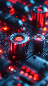 Luminescent control capacitors on cybernetic circuit substrate.