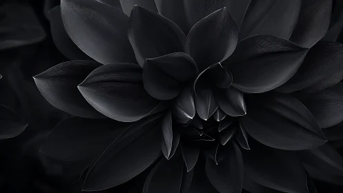 High-contrast black succulent rosette with dramatic rim lighting and volumetric depth.
