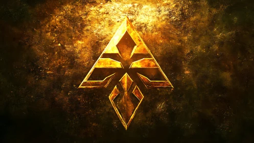 Gilded cosmic sigil blazing over a storm of molten dusk.