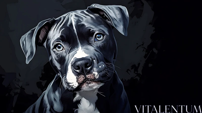 Canine portrait uses stylized lighting and vector-like contour work