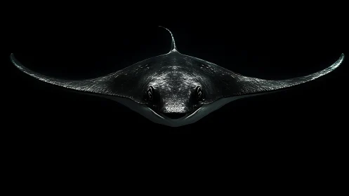 Hydrodynamic manta ray render in high contrast illumination.
