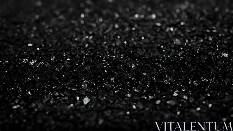 Wet black asphalt macro texture with glistening granules.
