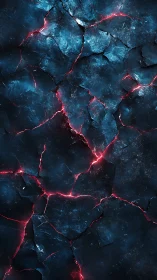 Cracked dark surface exposes glowing red fissures beneath