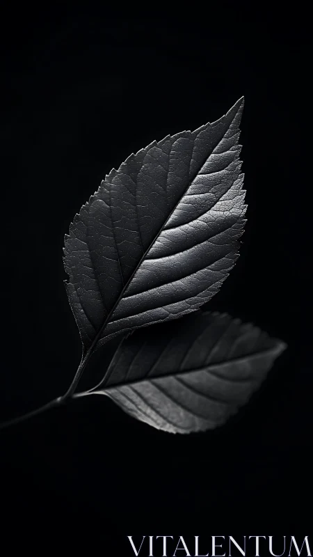 Noir leaf duet under patient studio moonlight.