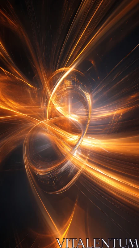 Golden plasma arcs spiral through dark abstract void.