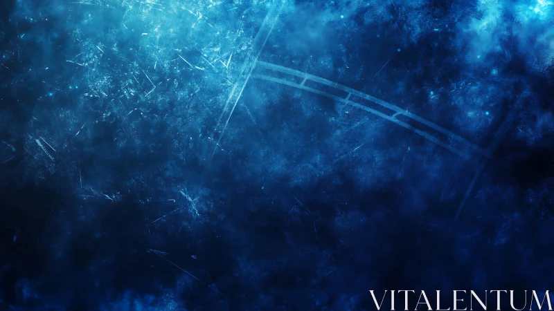 Abstract Cosmic Blue Background with Faint Clock Overlay.