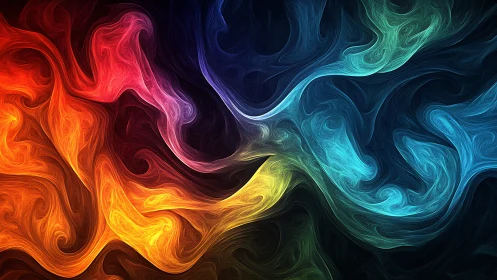 Multicolored swirling gradients form interlaced flowing structures