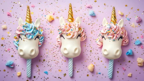 Magical unicorn cake pops sprinkled with candy confetti.