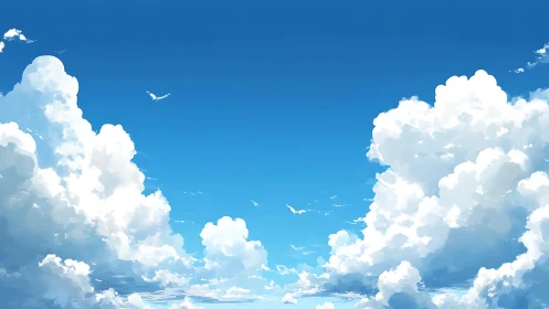 Cloud cathedrals quietly frame a soaring midday sky