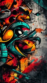 Explosive abstract graffiti creature erupts in neon color.