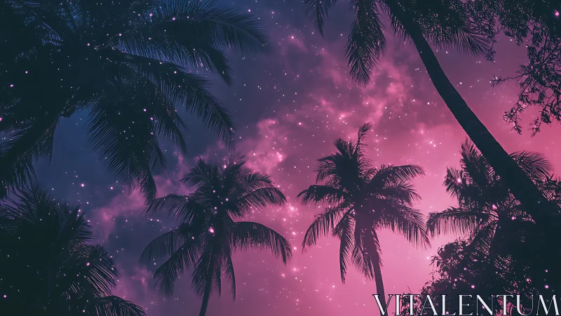 Neon dusk palms sipping starlight in tropical dreamglow.