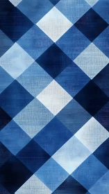 Diagonal blue argyle grid with textured digital painting finish.