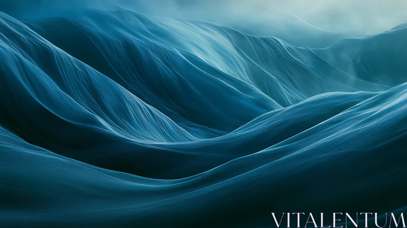 Abstract glacial waveforms in layered cyan atmospheric haze