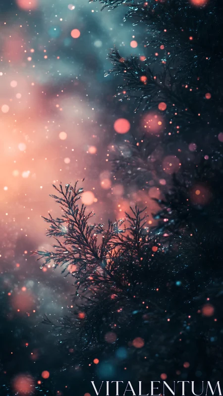 Soft winter branches glow gently in dreamy evening light