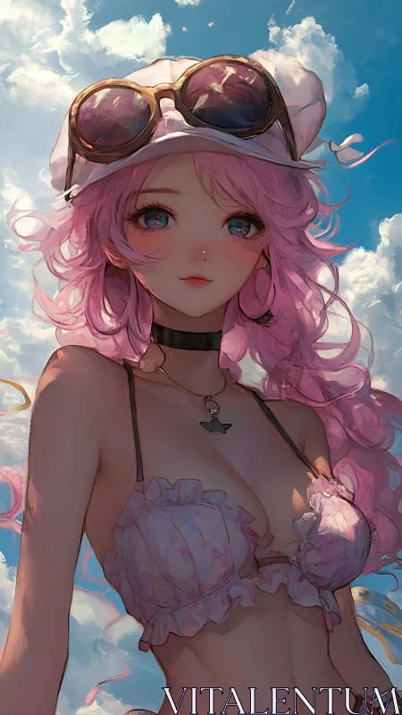 Skybound daydreamer rides cotton clouds in pastel sunlight