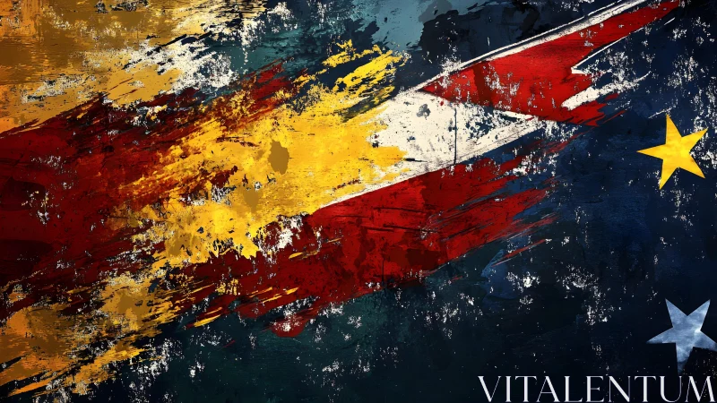 Abstract Philippine Flag with Bold Brush Strokes and Grunge Texture.