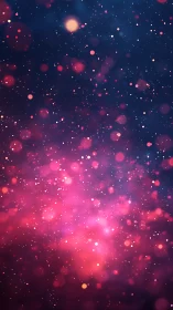 Nebulous pink bokeh field under deep indigo cosmos.