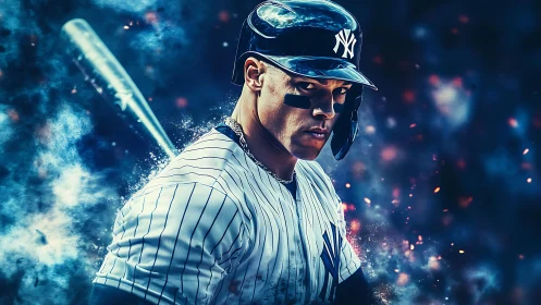 Dynamic baseball batter portrait with high-contrast lighting effects