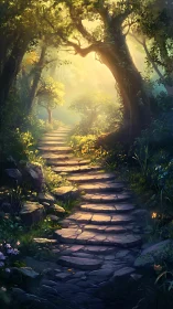 Golden Threshold: Where Ancient Trees Frame Destiny.