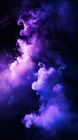 Iridescent violet smoke column in deep cosmic void.