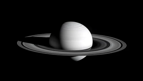 Saturn ringed planet rendered with stark directional lighting