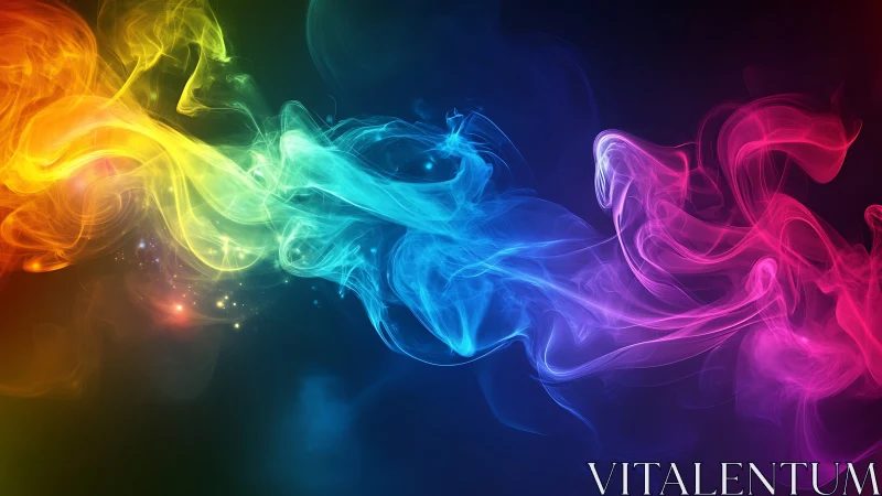 Colorful swirling nebula of rainbow light in motion.