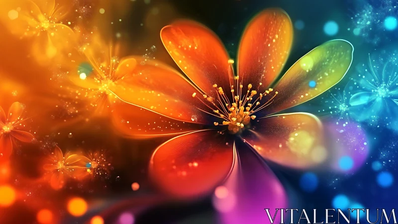 Luminous Flowers in Glowing Neon Garden