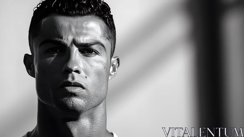 Intense male portrait under hard directional side light.