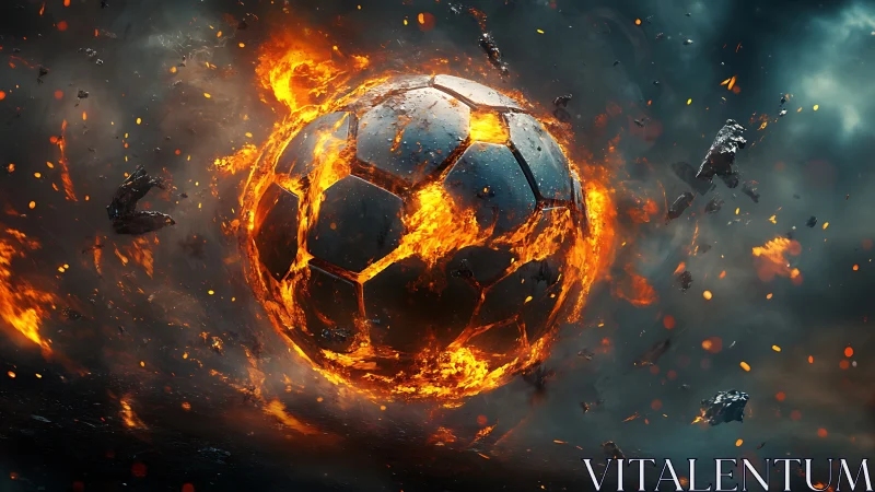 Molten soccer ball erupts in storm of fire and shattered debris