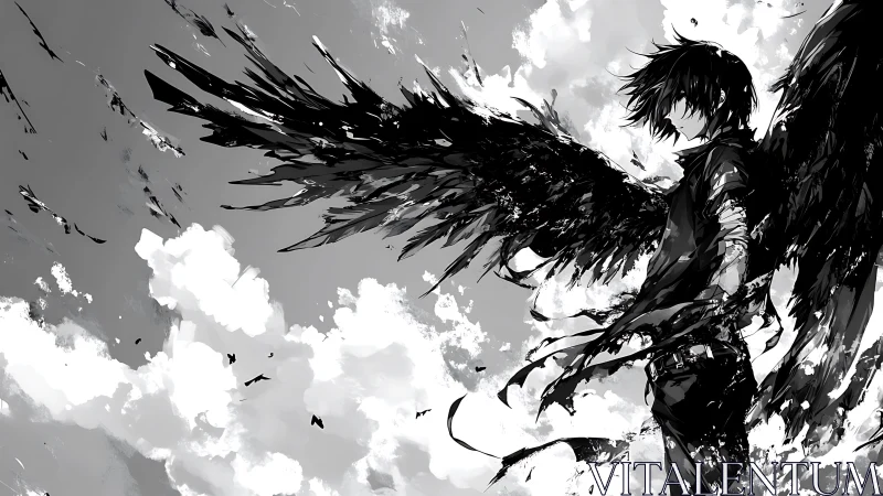 Shadow-winged wanderer shreds the sky into wild ink storms