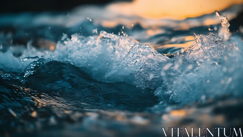 Foam tipped waves whisper secrets to the molten horizon