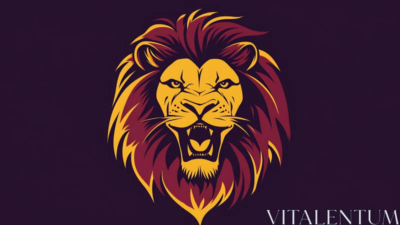Bold roaring lion head logo on dark purple background.