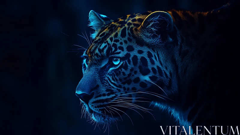 Neon-Rendered Leopard Profile With Luminescent Highlights and Golden Ear Accents