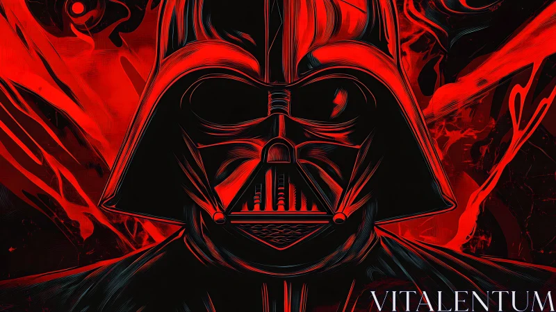 Powerful dark figure glows against a blazing red storm