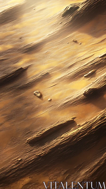 Golden desert ridges glow softly in low evening light