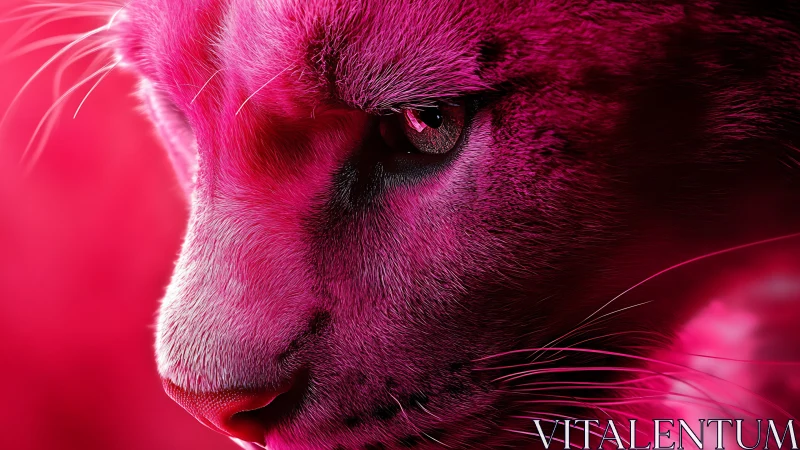 Felid specimen photographed in magenta chromatic lighting