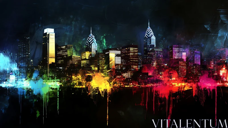 Neon skyline drips like wet paint across the midnight hush