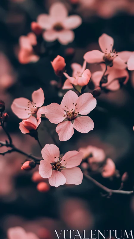 Pink Blossoms in Soft Focus: Botanical Macro Study.