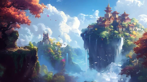 Floating Island Architecture: Volumetric Atmospheric Rendering with Cascading Waterfalls