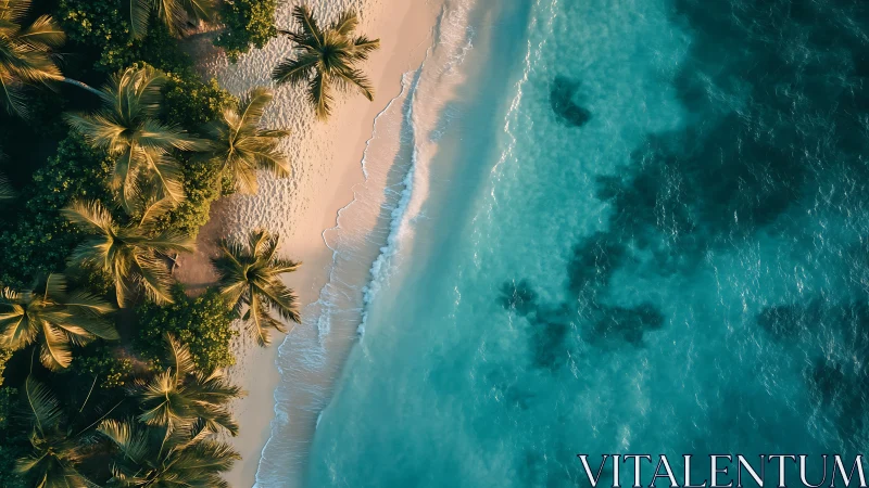 Tropical Shoreline with Turquoise Waters and Swaying Palms