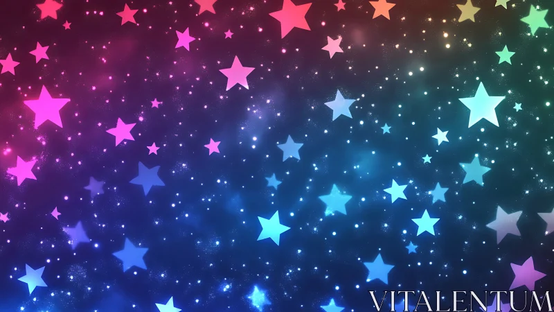 Neon starfield drifts through a dreamy, color-shifting night