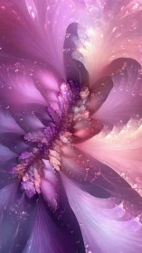 Fractal floral plumes in iridescent violet and rose spectrum.