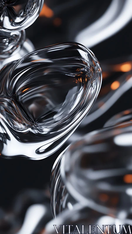 Liquid glass ribbons in motion with warm metallic glow.