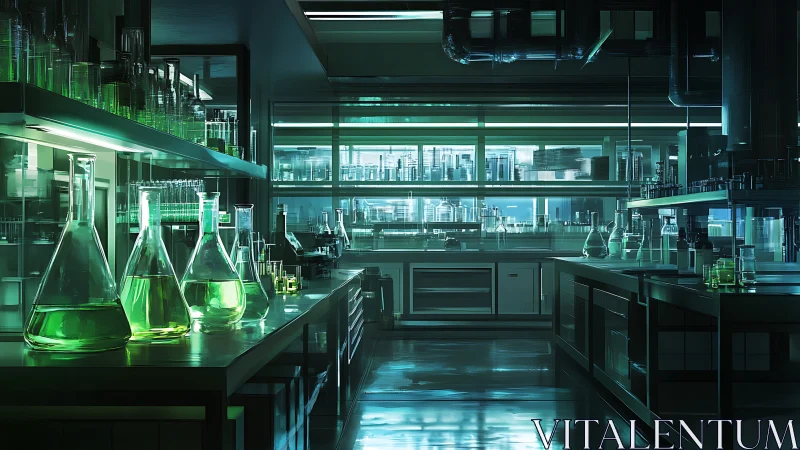 Neon alchemy lab glowing with sci‑fi beakers and secrets.