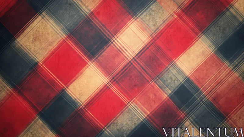 Vintage red and beige tartan plaid pattern with textured effect.