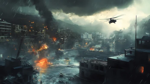 Stormy coastal city endures dramatic helicopter rescue